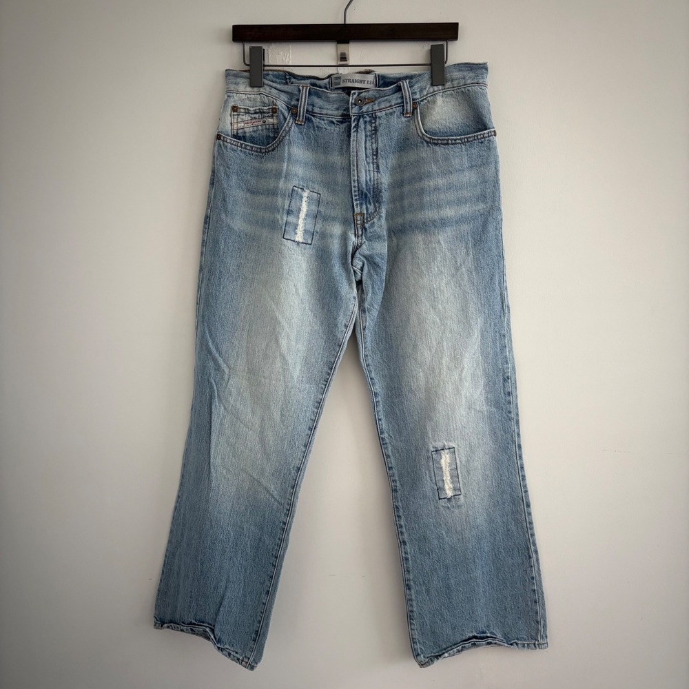 Paco Jeans Mens 32x32 Light Wash Distressed Straight Leg Denim Blue Jeans